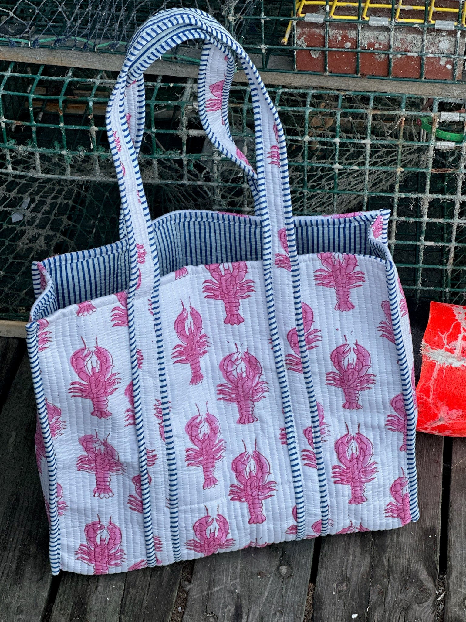 Harpswell tote bag being carried, lifestyle shot