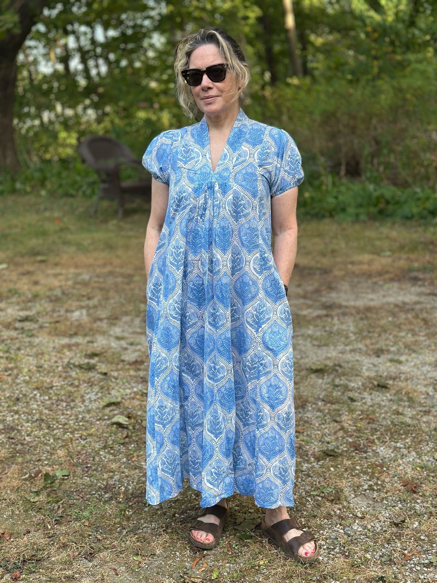 Claire Short Sleeve Dress in Amalfi Blue