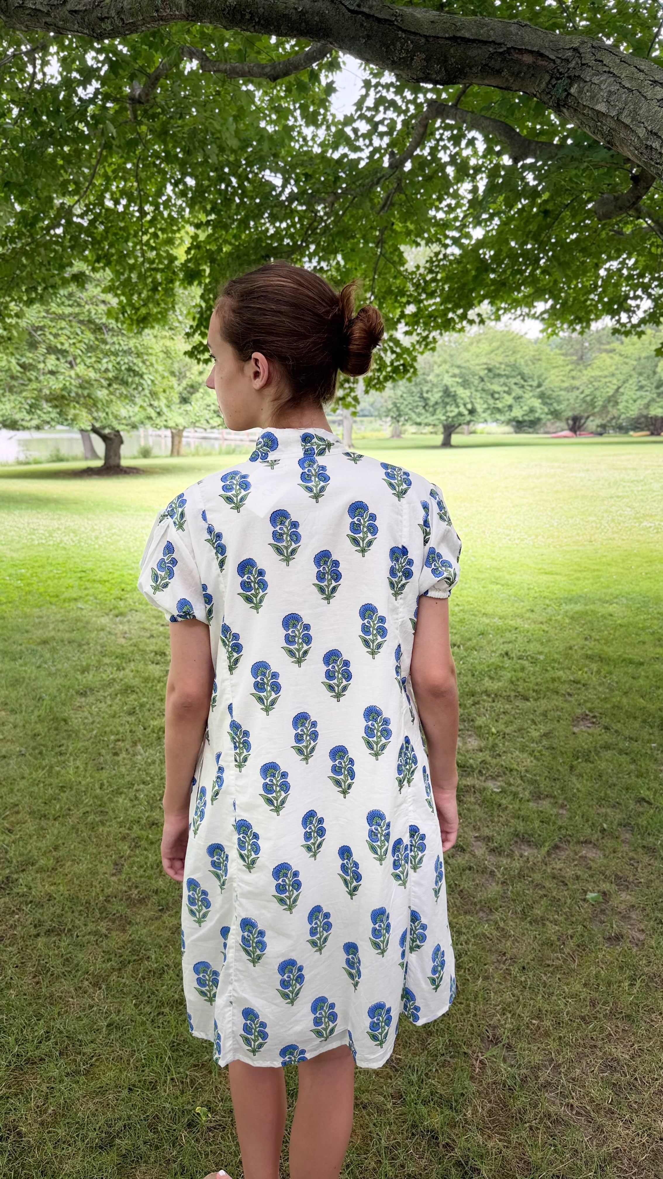 Claire Short Sleeve Mini Dress in Porcelain Bloom