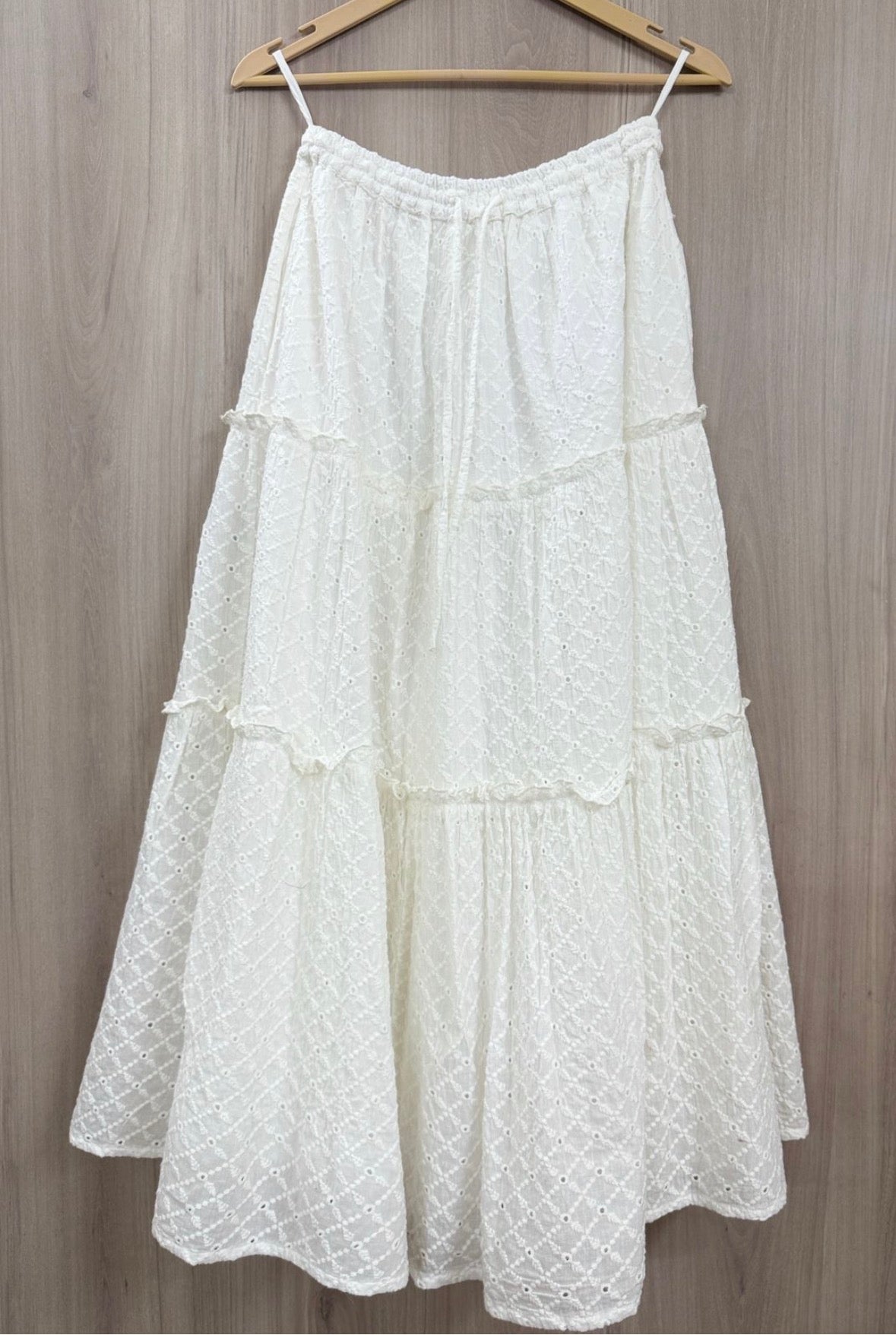 Madeline Maxi Skirt in White Eyelet