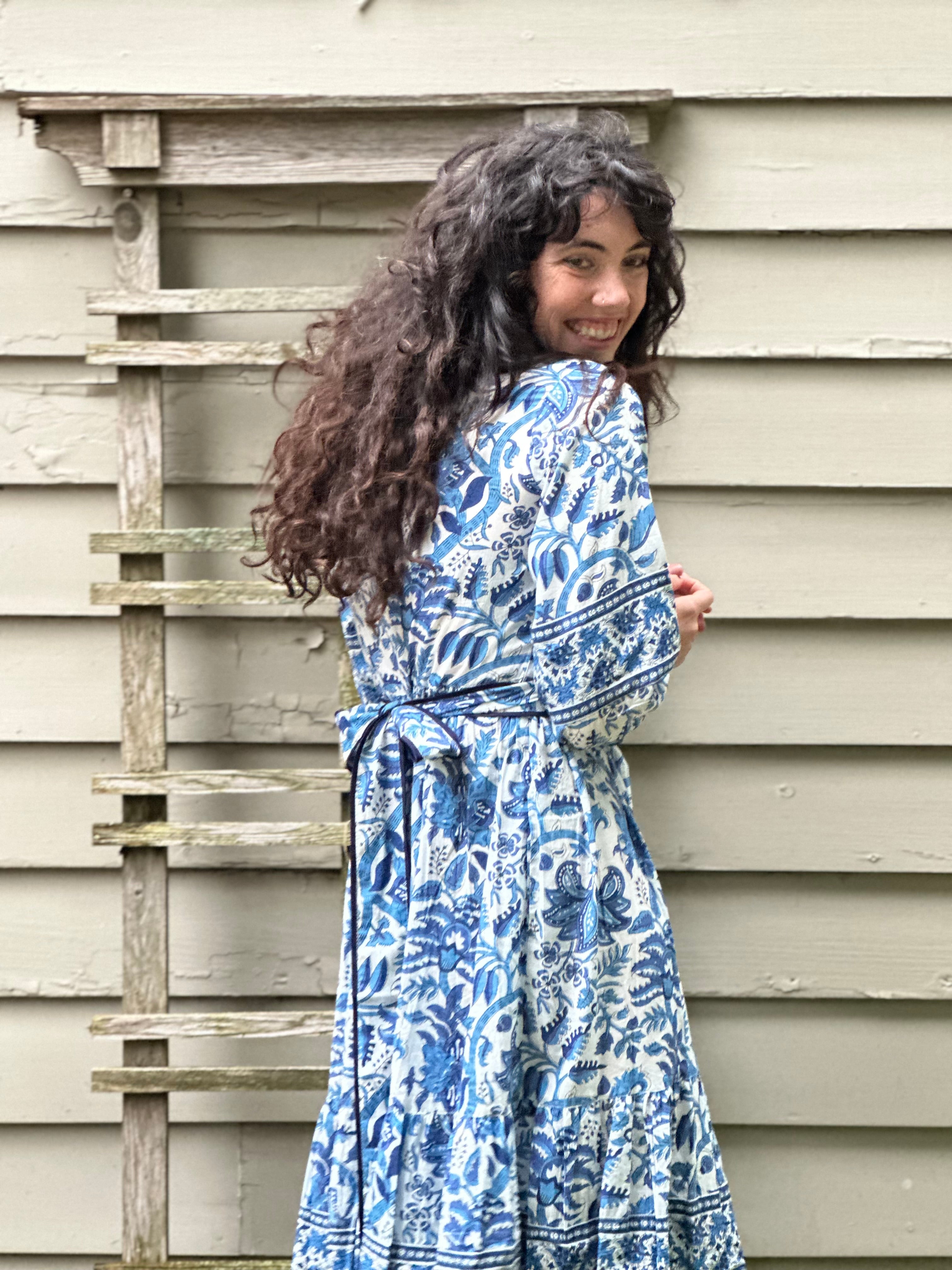 Bernadette Dress With Cobalt Piping