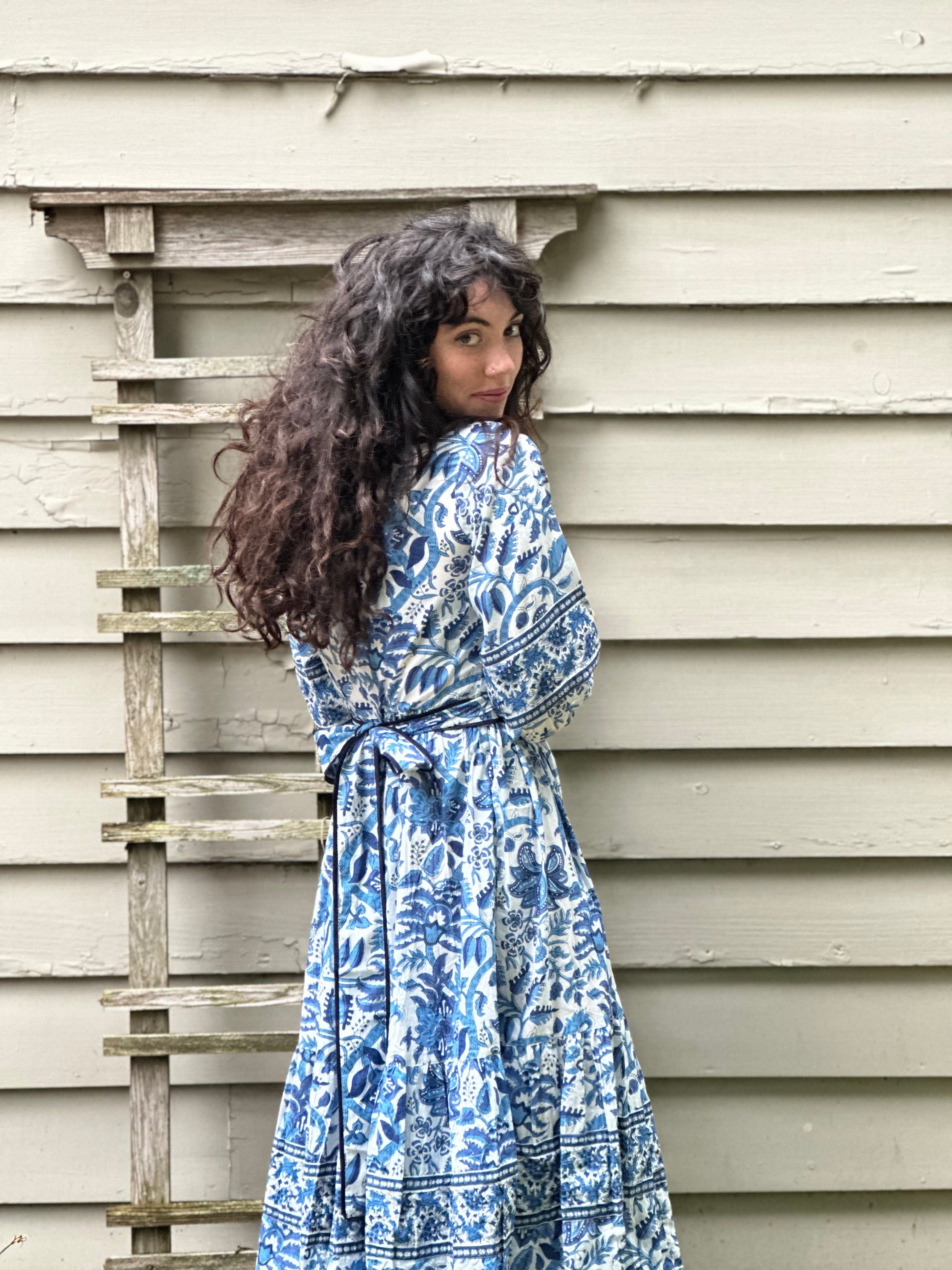 Bernadette Dress With Cobalt Piping