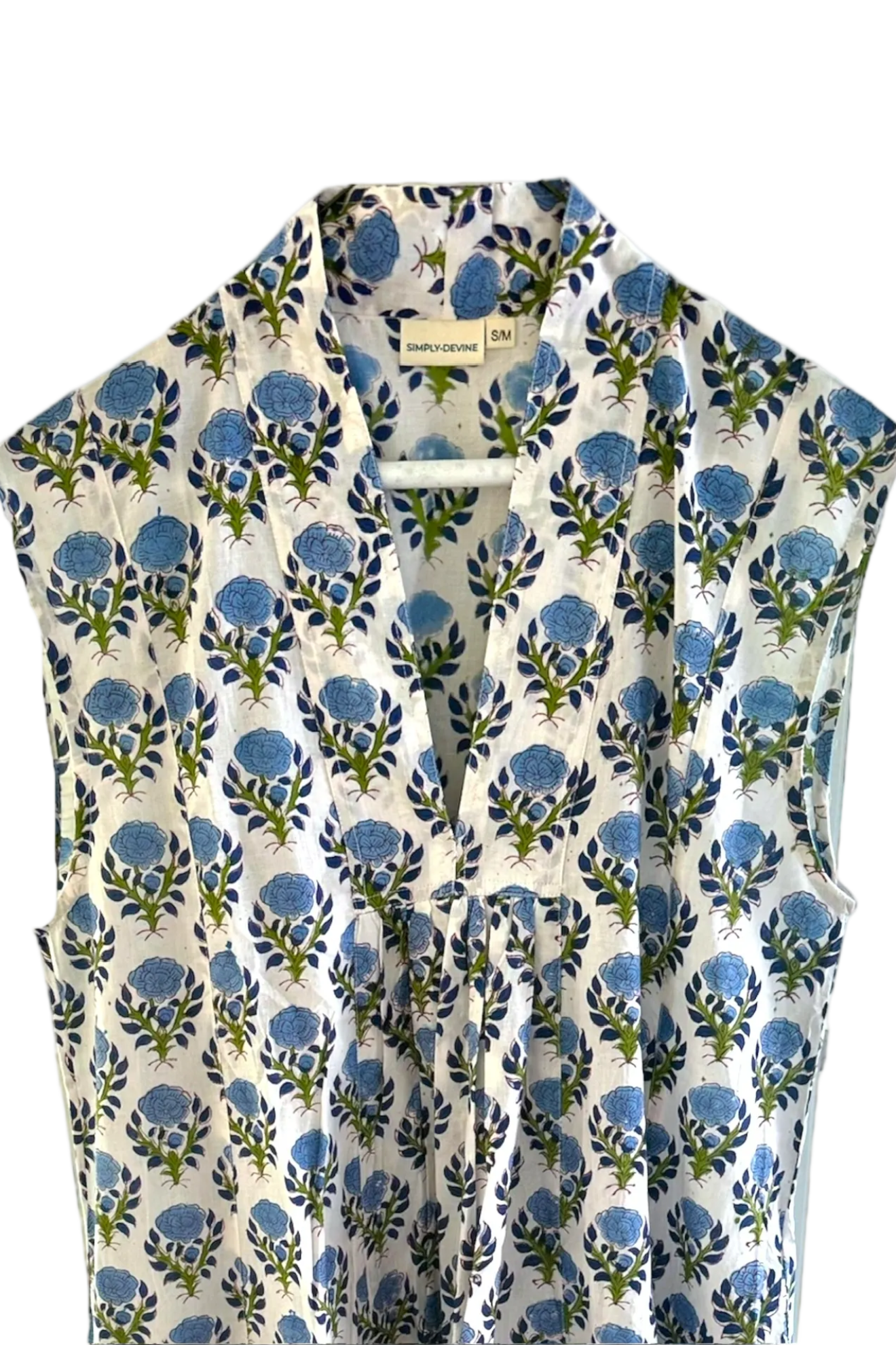 Claire Sleeveless Dress in Azure Bloom