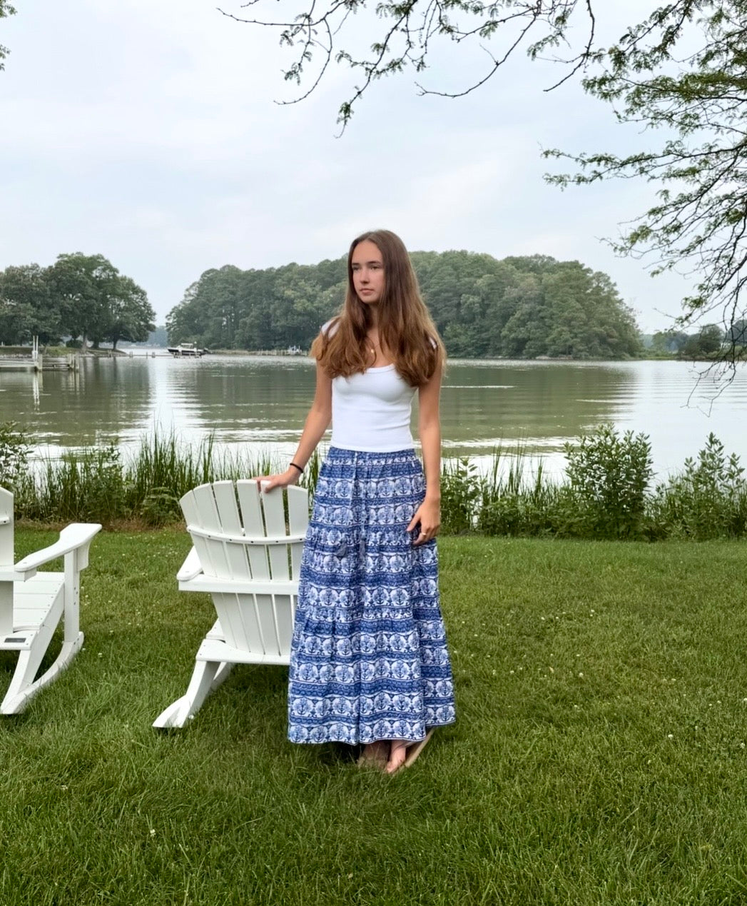 Madeline Maxi Skirt in Isle Bleu