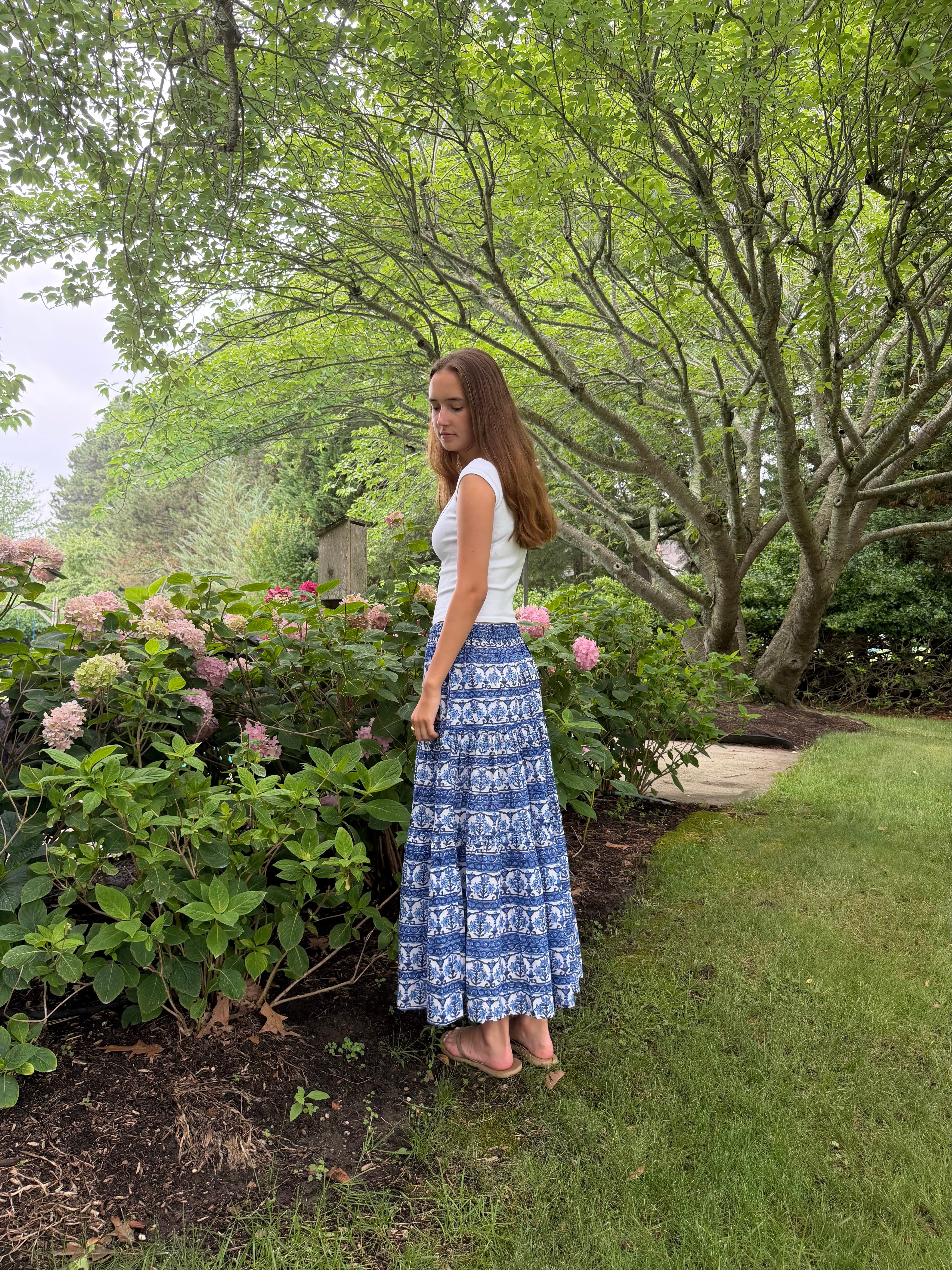 Madeline Maxi Skirt in Isle Bleu