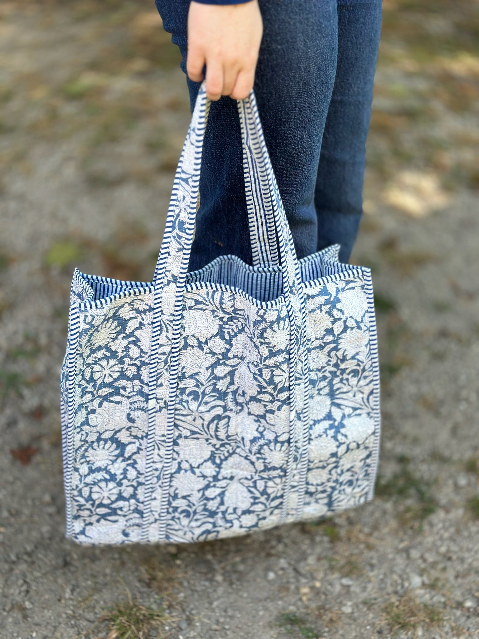 Newport Reversible Quilted Block Print Tote