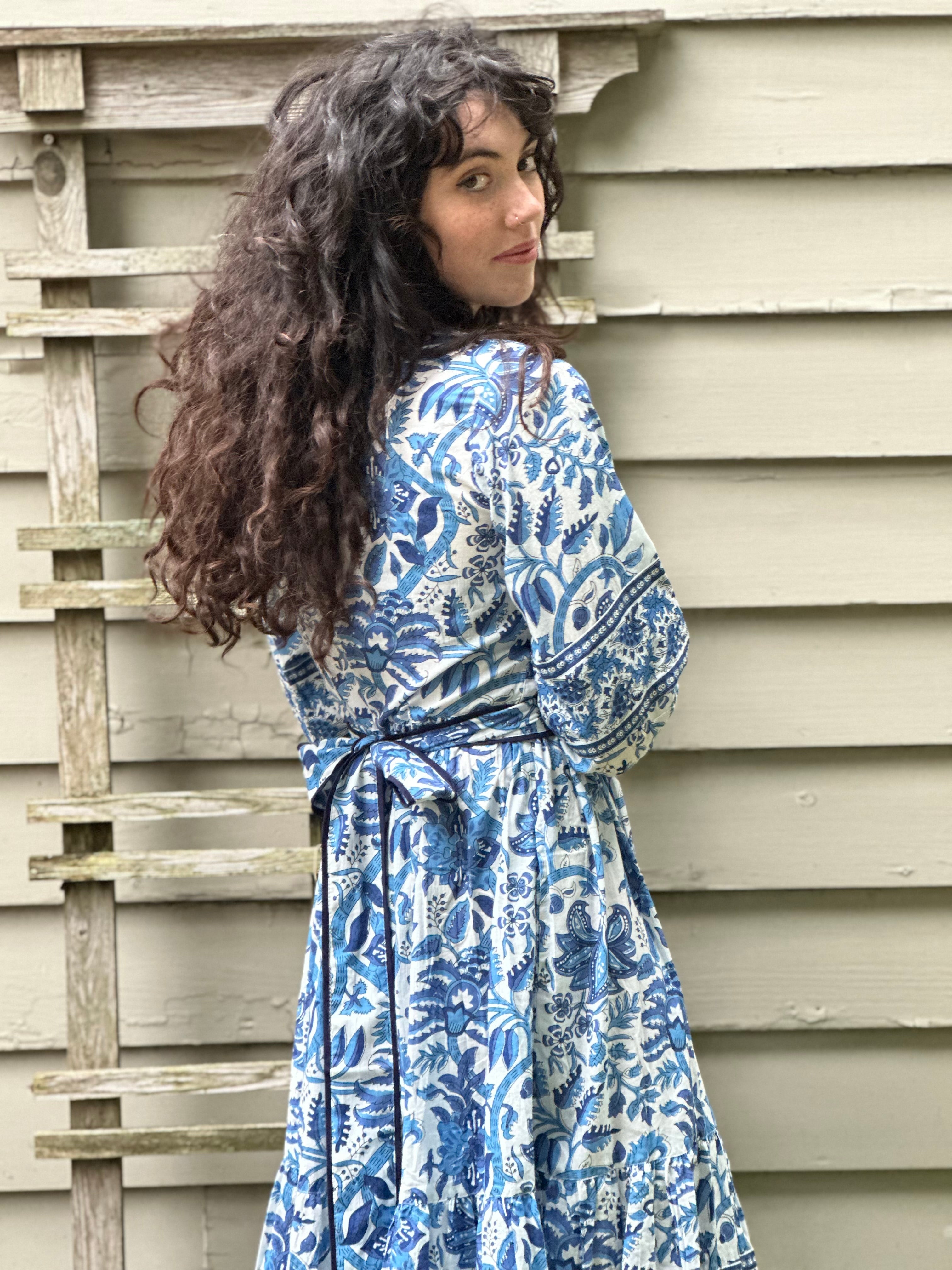 Bernadette Dress With Cobalt Piping