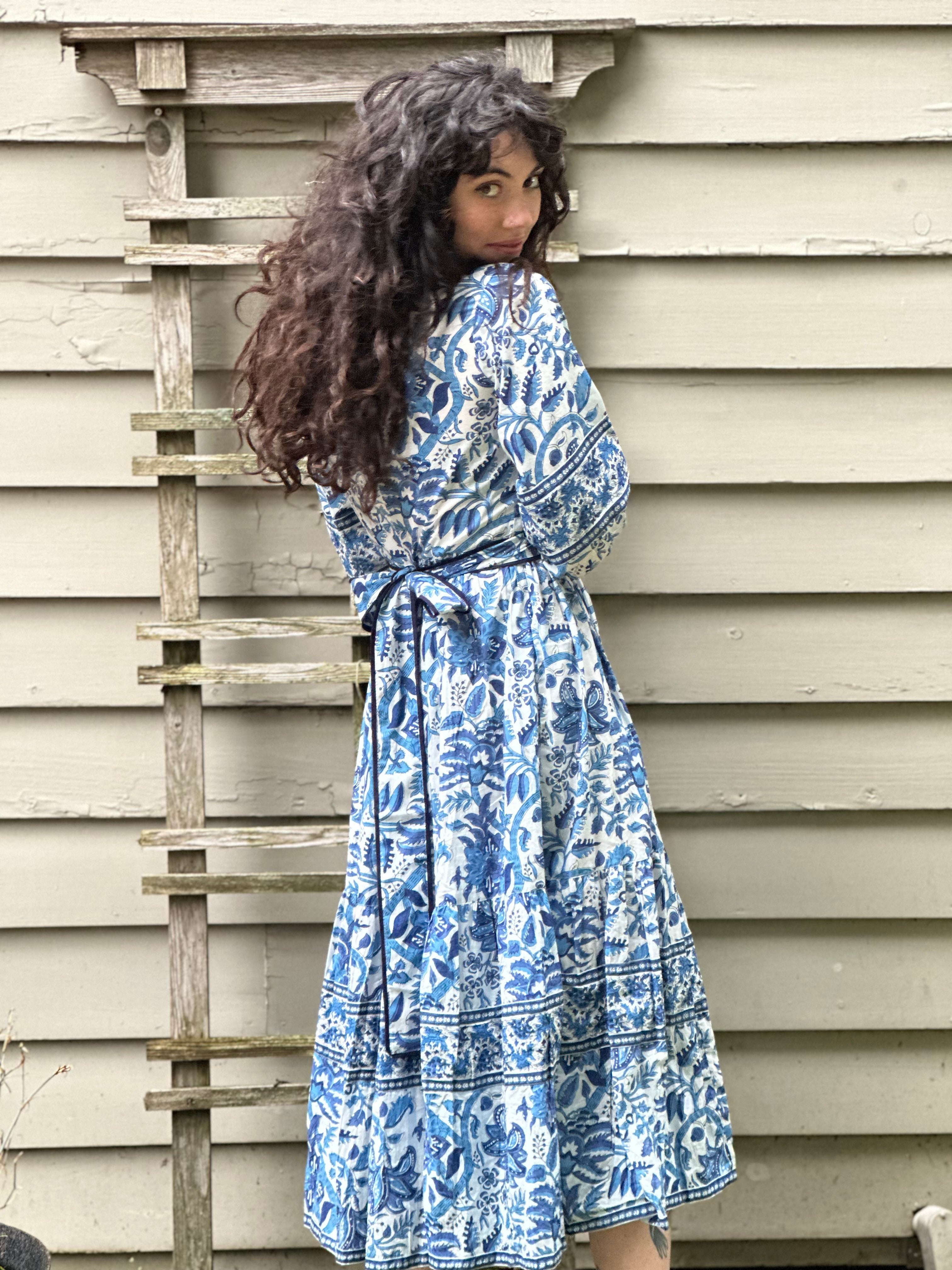 Bernadette Dress With Cobalt Piping