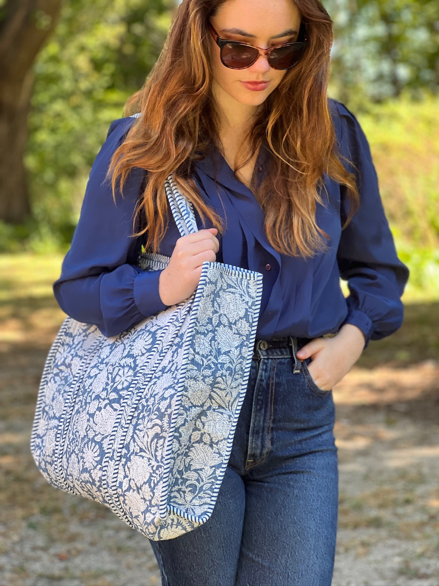 Newport Reversible Quilted Block Print Tote