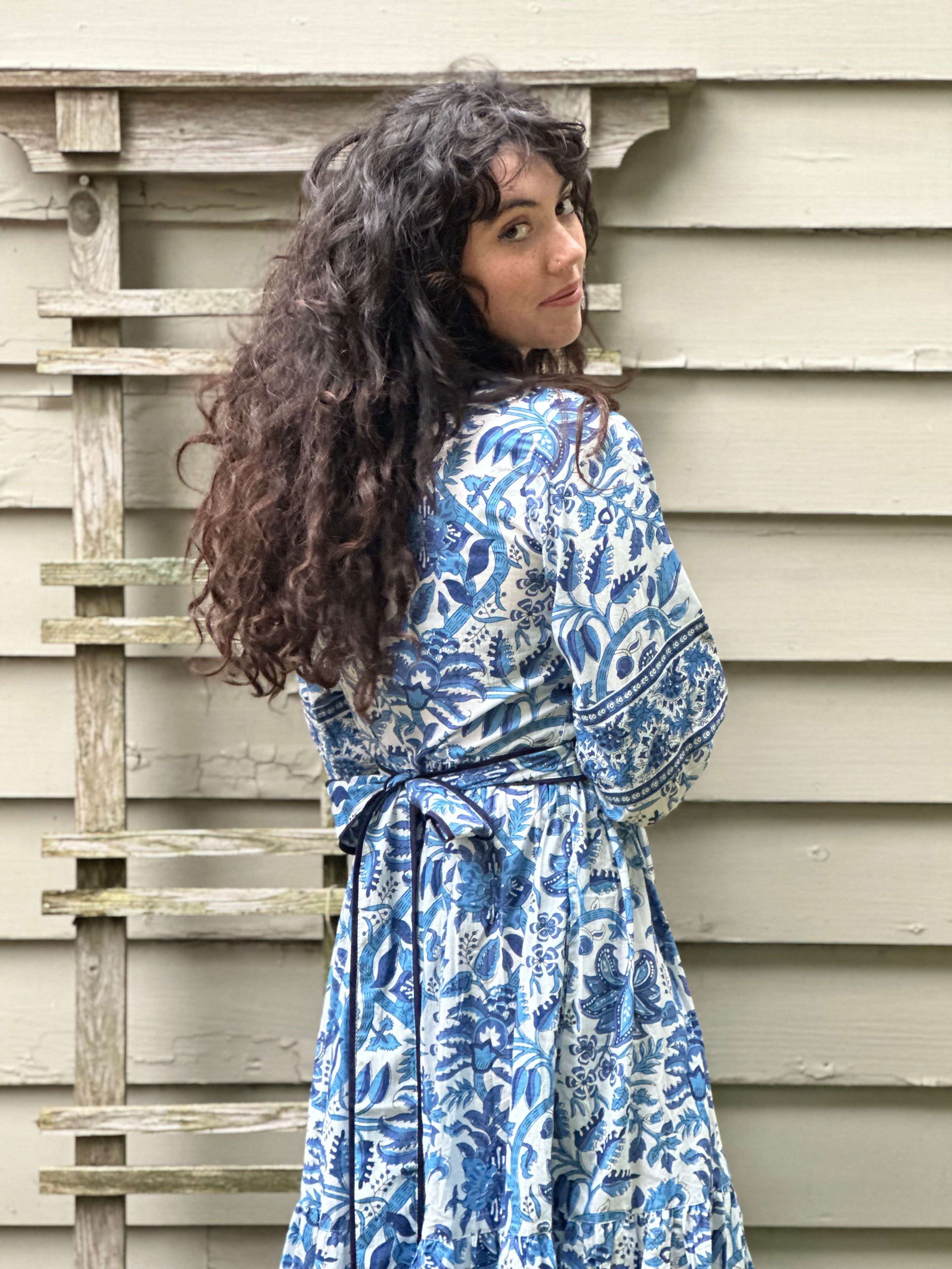 Bernadette Dress With Cobalt Piping