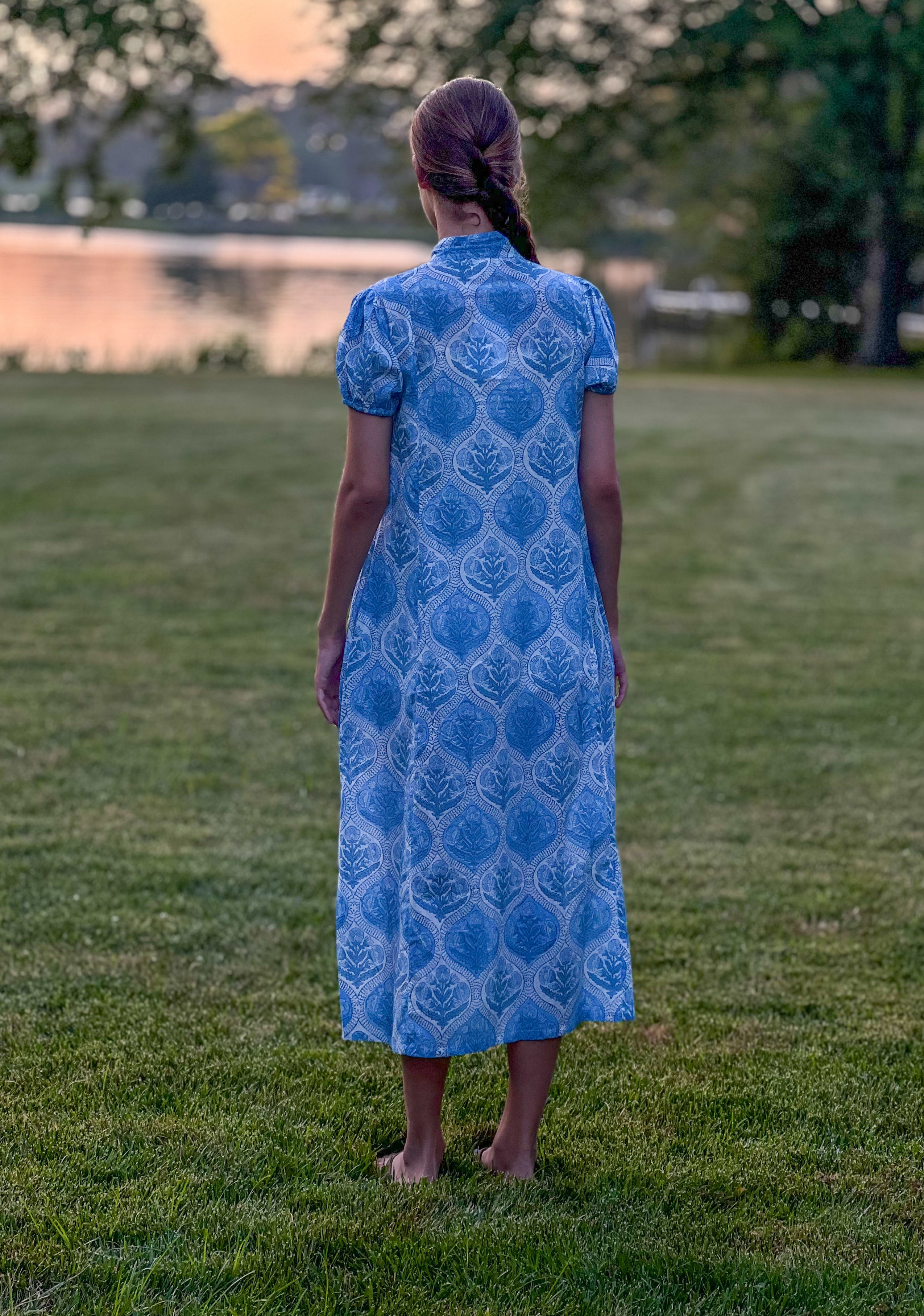 Claire Short Sleeve Dress in Amalfi Blue