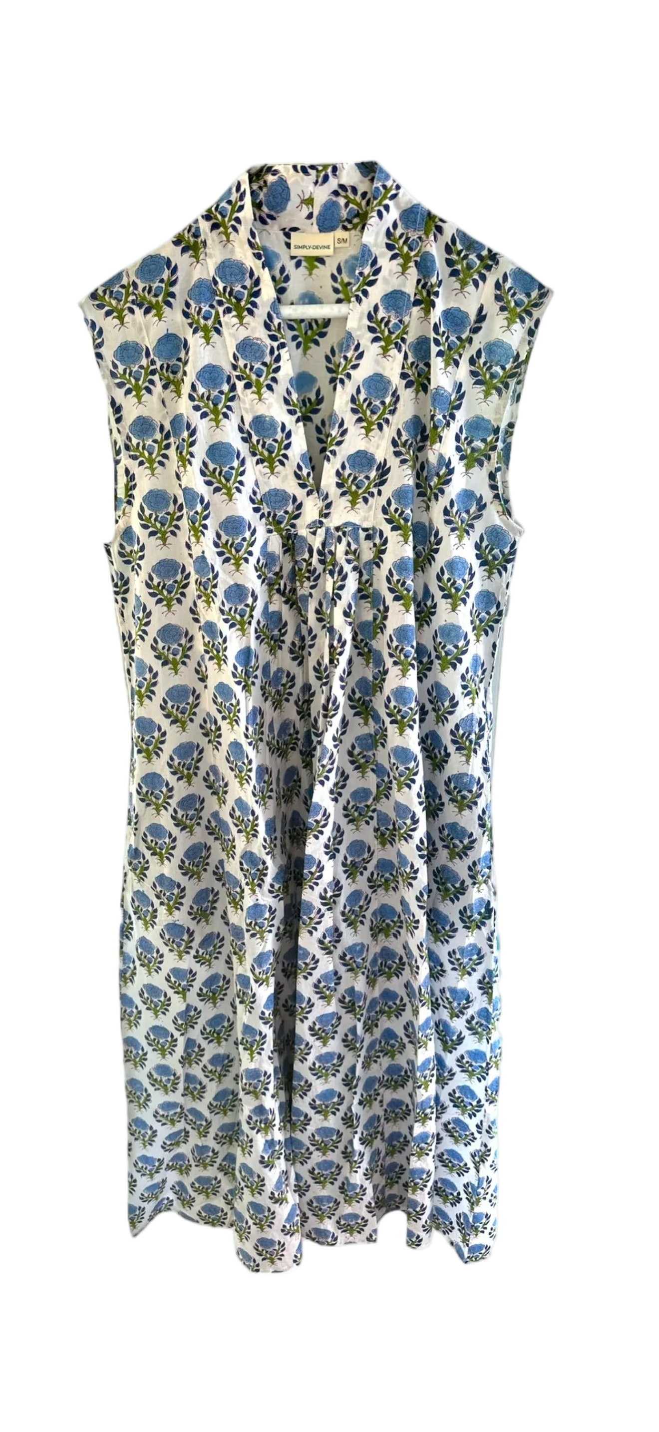 Claire Sleeveless Dress in Azure Bloom